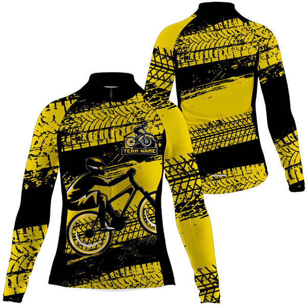 Customized Women Cycling team jersey Yellow Biking athletes gear Anti-UV road racing cycle shirt| SLC61