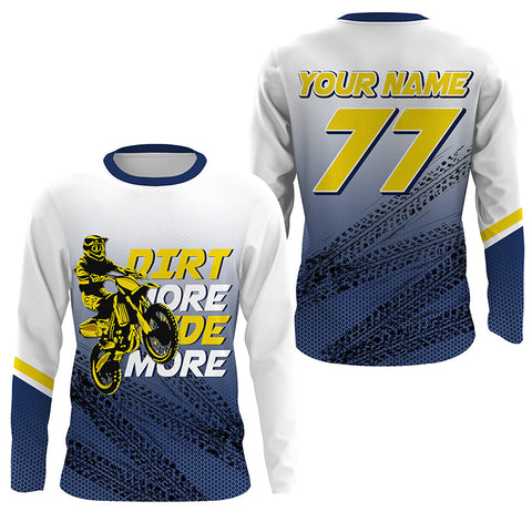 Kid&Adult Custom Motocross Jersey UPF30+ Blue Dirt Bike MX Racing Dirt More Ride More Off-road NMS1288