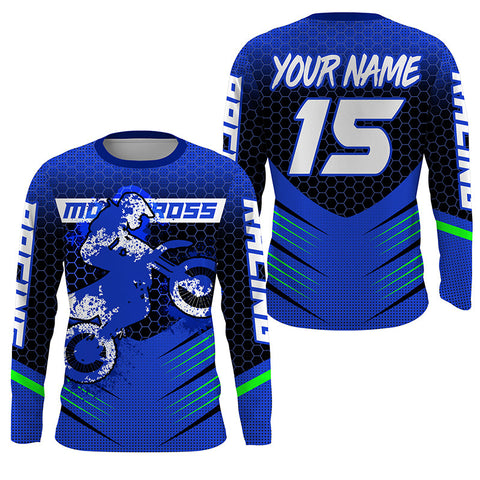 Blue MX youth men women jersey personalized Motocross off-road UPF30+ dirt bike shirt racing PDT333