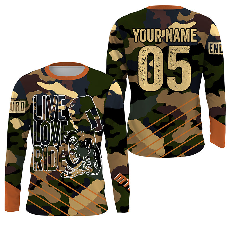 Love live ride Camo MTB downhill jersey UPF30+ adult kid mountain bike shirt Cycling clothes| SLC235