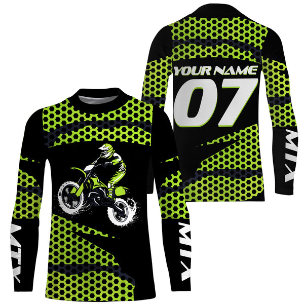 Motocross Racing Jersey UPF30+ Personalized MTX Riders Dirt Bike Shirt Off-road Motorcycle Green Jersey| NMS663