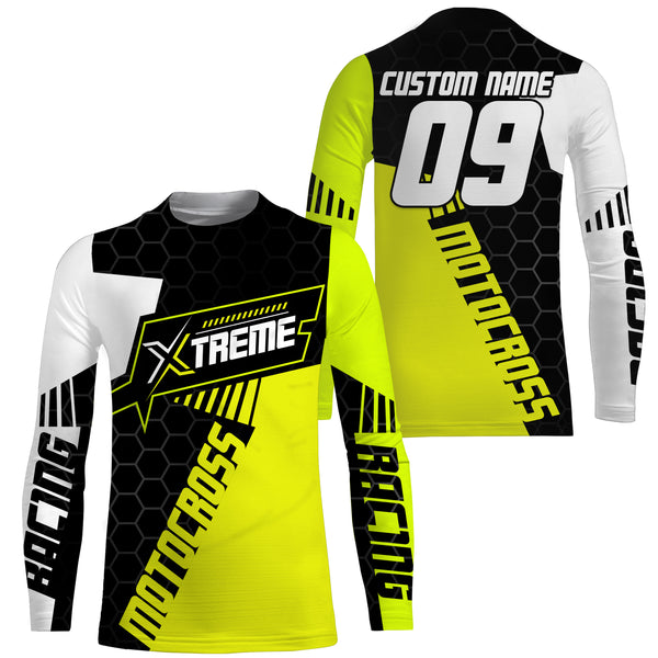 Extreme Motocross Jersey Personalized UPF30+ Racing Shirt Dirt Bike Off-road Biker Motorcycle - Yellow| NMS632