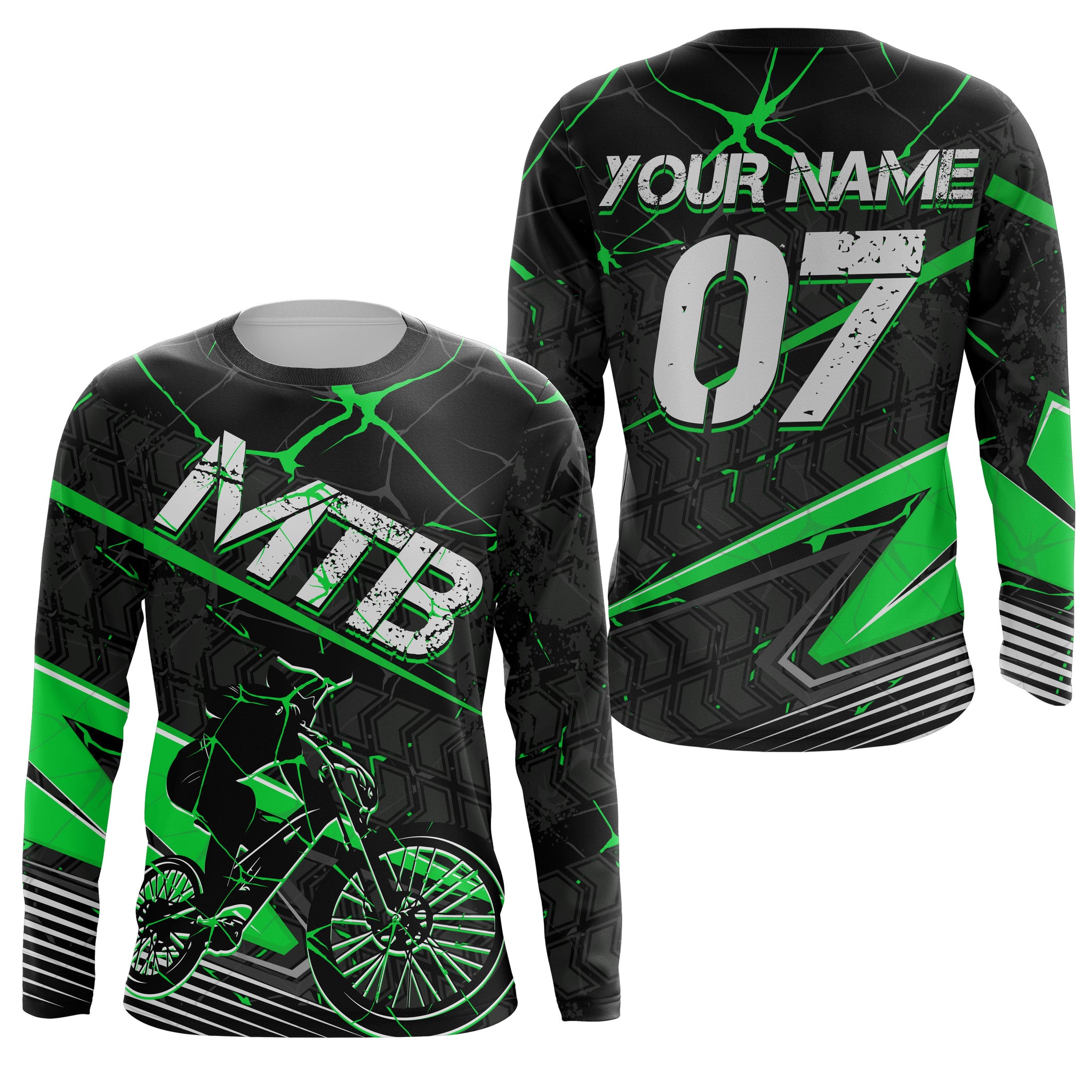 Custom MTB racing jersey UPF30+ green biking shirts Off-road Cycling adult&kid racewear| SLC49