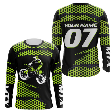 Motocross Racing Jersey UPF30+ Personalized MTX Riders Dirt Bike Shirt Off-road Motorcycle Green Jersey| NMS663