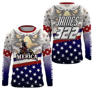 American Eagle Motocross Jersey UPF30+ Personalized Patriotic MX Off-Road Adult&Kid Dirt Bike Jersey| NMS744