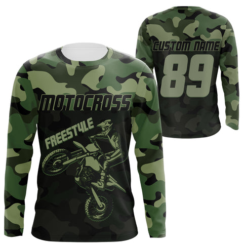 Camo Motocross Jersey Freestyle Personalized UPF30+ Adults & Kid Dirt Bike FMX Race Riders Motorcycle| NMS686