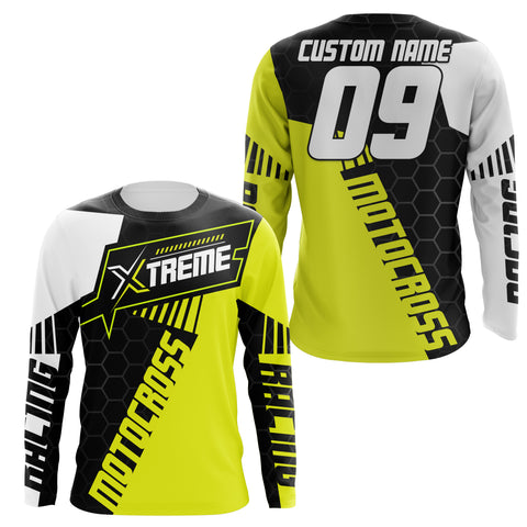 Extreme Motocross Jersey Personalized UPF30+ Racing Shirt Dirt Bike Off-road Biker Motorcycle - Yellow| NMS632