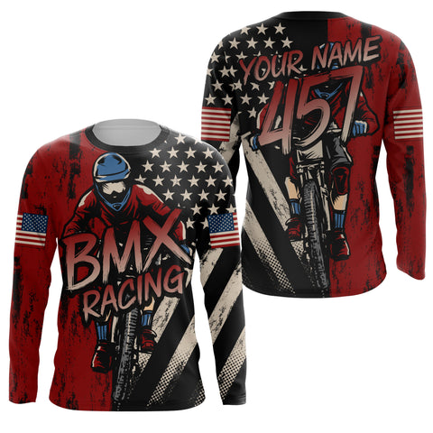 Custom Patriotic BMX racing jersey American UPF30+ freestyle Adult&Kid shirt Extreme Cycling gear| SLC72