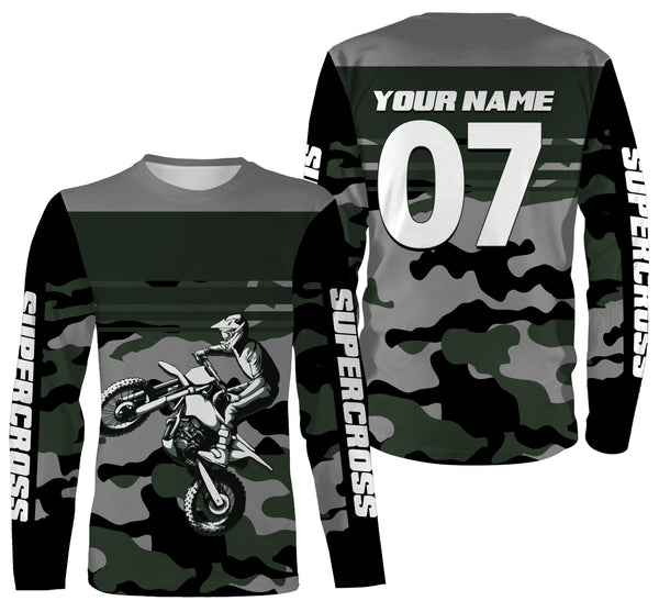 Camo Supercross Jersey Custom Number & Name Motorcycle Riding Shirt Off-Road Rider Dirt Bike Racing| NMS544