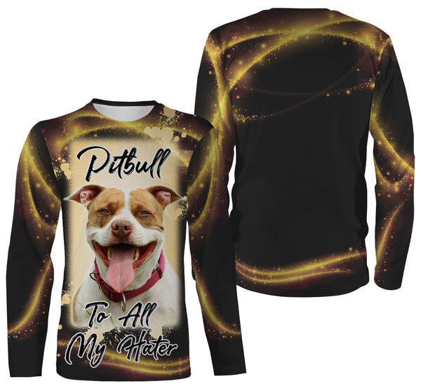 Pitbull To All My Hater T-shirt Long Sleeve Hoodie| 3D Shirt for Pitbull Owners Pitbull Lover| JTSD310