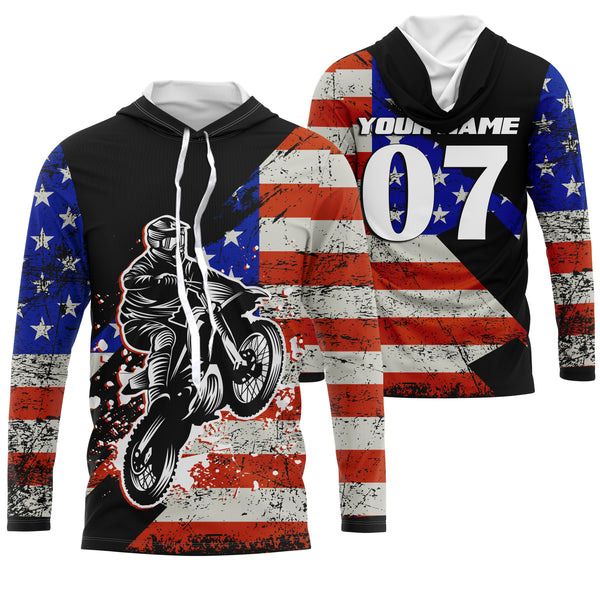 Personalized Dirt Bike Racing Jersey UPF30+ Patriotic Motocross American Off-Road Adult&Kid Jersey| NMS727