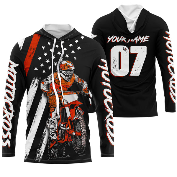 Custom motocross jersey American kid&adult UPF30+ orange dirt bike racing off-road motorcycle| NMS878