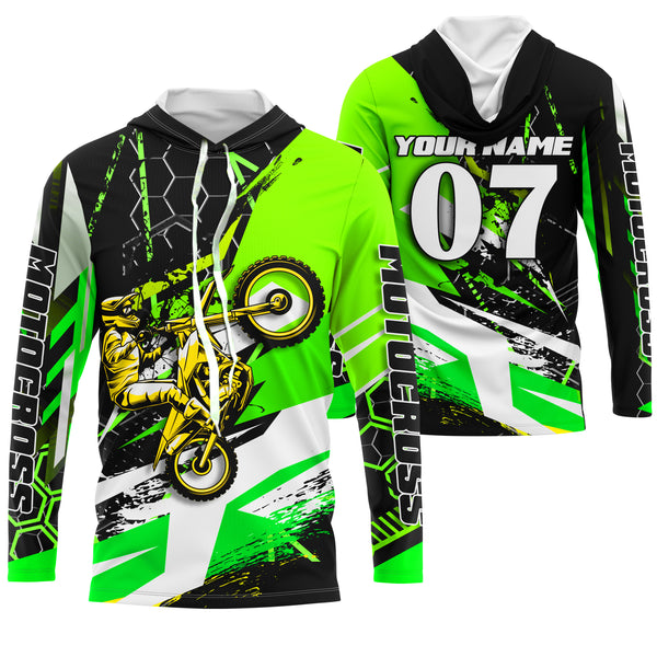 Motocross Racing Custom Number&Name Jersey T-shirt Youth Long Sleeves, Dirt Bike Motorcycle Off-road Riders| NMS680