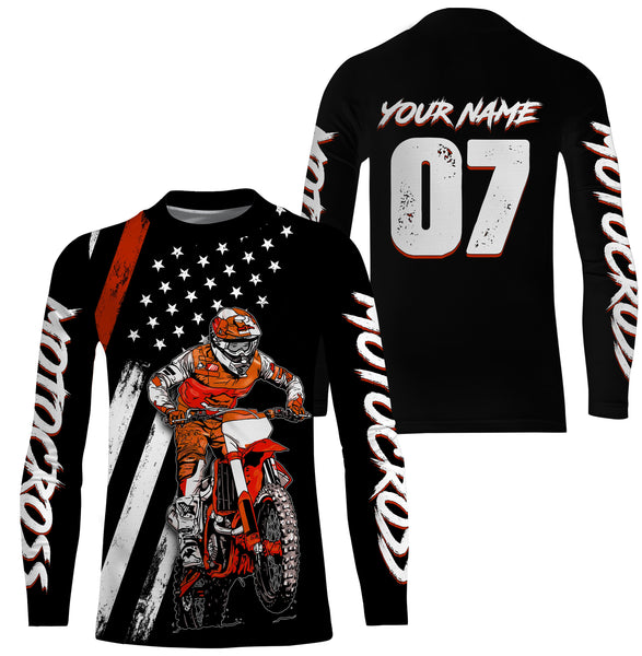 Custom motocross jersey American kid&adult UPF30+ orange dirt bike racing off-road motorcycle| NMS878