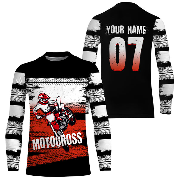 Custom Motocross Racing Jersey UPF30+ UV Protect, Dirt Bike Wheel Mark Off-Road Riders Racewear| NMS442