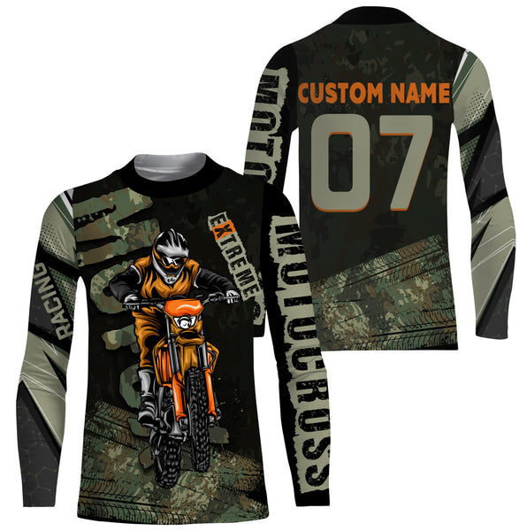 Personalized Motocross Jersey UPF 30+, Extreme Motocross Racing Shirt, Off-Road Long Sleeves| NMS270