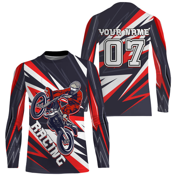 Personalized Racing Jersey UV Protect, UPF 30+ Dirt Bike Youth Long Sleeves Riders Motocross Racewear| NMS371