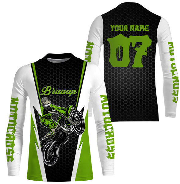 Brap Motocross Jersey Personalized UPF30+ Dirt Bike Riding Shirt Off-road Motorcycle Riders Green| NMS529