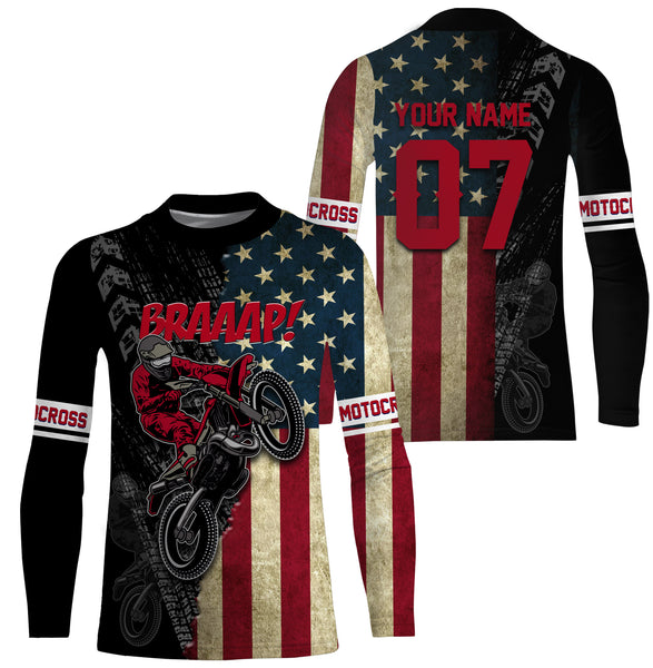 American Motocross Jersey Personalized UPF30+ Brap Dirt Bike Riding Shirt Off-road Motorcycle Riders| NMS531