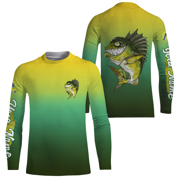 Largemouth Bass fishing custom name with angry bass ChipteeAmz's license art UV protection shirts AT001