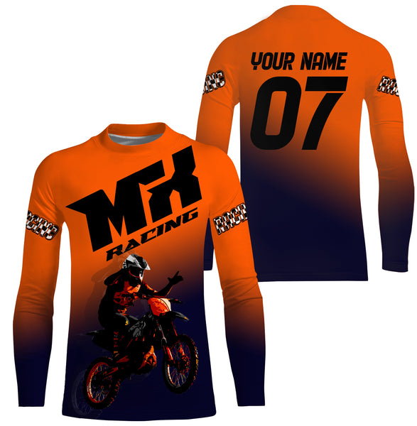 Orange Custom Motocross Jersey UPF30+ Adult&Kid MX Racing Dirt Bike Off-Road Motorcycle| NMS856