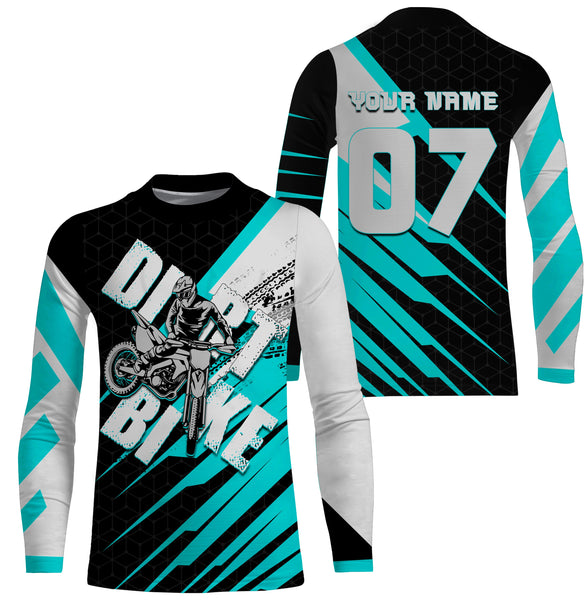 Turquoise custom dirt bike jersey UPF30+ kid&adult riders motocross racing off-road motorcycle| NMS881