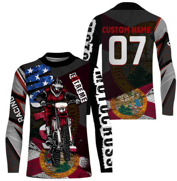 Florida Motocross Jersey Custom Name Number Youth Mens Womens FL Dirt Bike Off Road MotoX Motorcycle| NMS822