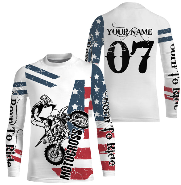 American Motocross Jersey UPF30+ Personalized Patriotic MX Racing US Off-Road Adult&Kid Dirt Bike Jersey| NMS743