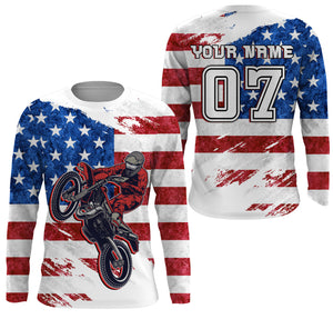 American Flag Dirt Bike Jersey Personalized UPF30+ Adult&Kid Patriotic Motocross Racing Motorcycle Jersey| NMS723