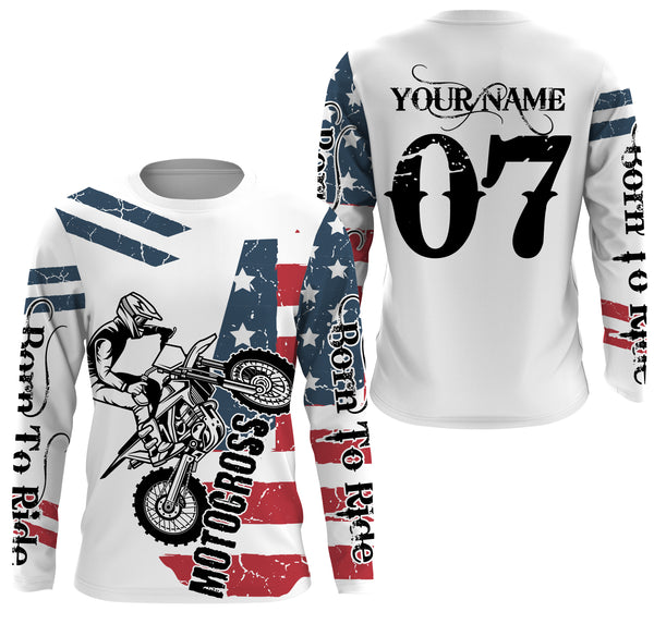 American Motocross Jersey UPF30+ Personalized Patriotic MX Racing US Off-Road Adult&Kid Dirt Bike Jersey| NMS743