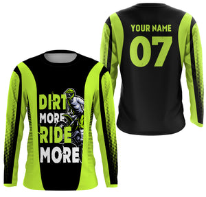 Dirt More Ride More Personalized Riding Jersey UPF 30+ UV Protect Tshirt, Dirt Bike Motocross Racewear| NMS393