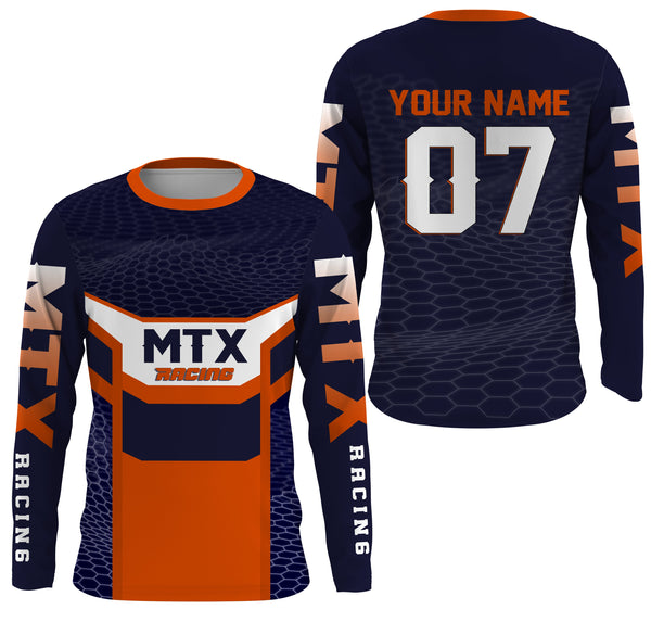 MTX racing jersey UPF30+ personalized Motocross orange dirt bike shirt off-road motorcycle jersey| NMS877