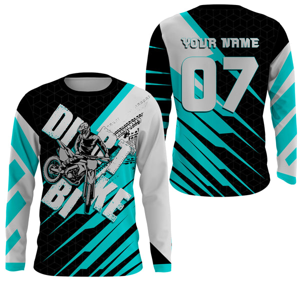 Turquoise custom dirt bike jersey UPF30+ kid&adult riders motocross racing off-road motorcycle| NMS881