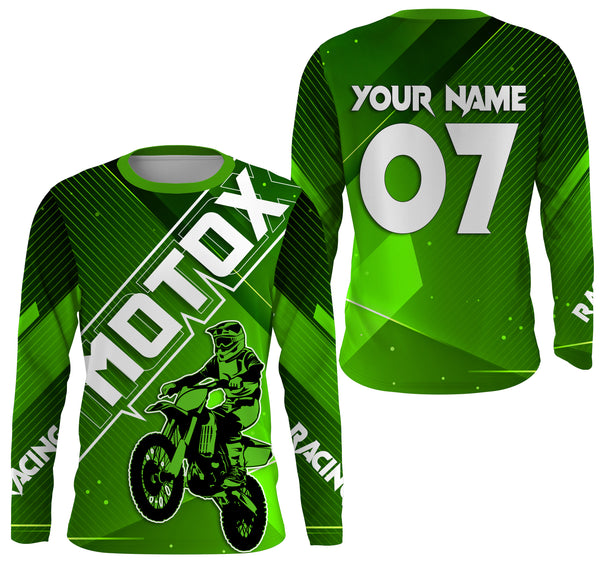 Custom Motocross Jersey UPF30+ Green Dirt Bike Racing Shirt Adult&Kid MX Off-Road Motorcycle| NMS780