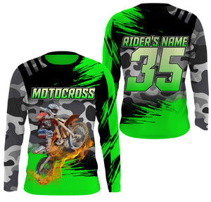 Personalized Dirt Bike Jersey UPF30+ Anti UV, Camo Motocross Racing Motorcycle Off-road Youth Riders| NMS738