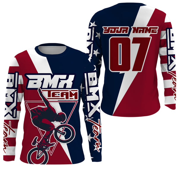 Patriotic USA BMX Cycling jersey Personalized UPF30+ riding America Flag off-road adult&kid racewear| SLC17