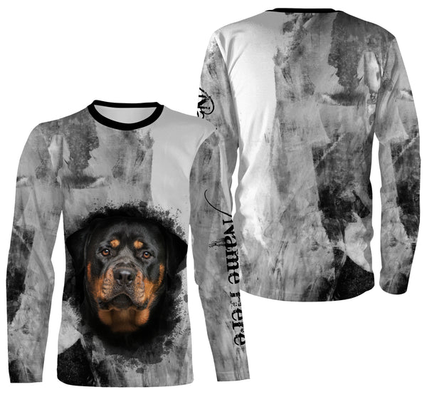 Love Rottweiler Hoodie Long Sleeve Dog Lover Gift| Custom Name Rottweiler T-shirt for Dog Dad Dog Mom| JTSD278