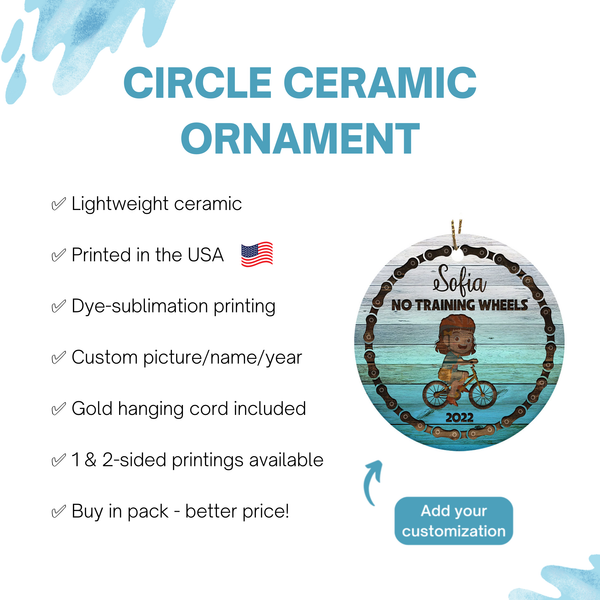 No training wheels ornament for kids, girls boys bicycle Christmas ornament, cycling biking gifts| ONT80