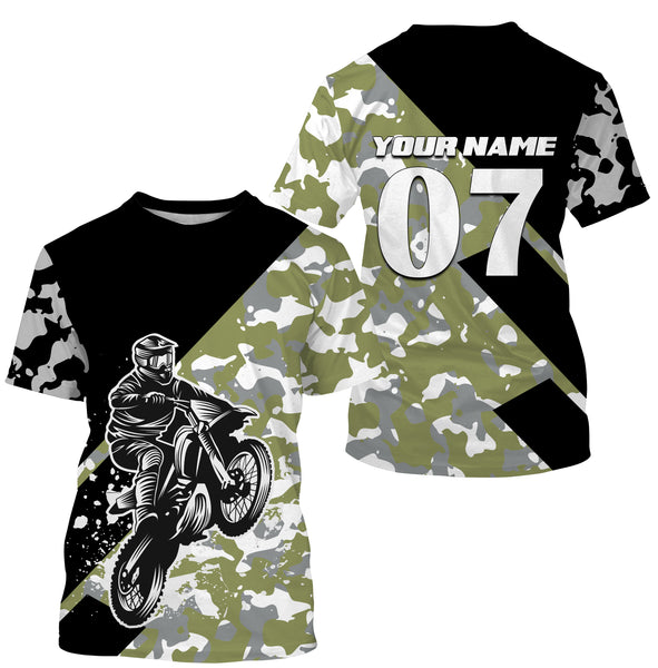 Custom Dirt Bike Jersey UPF30+ UV Protect, Camo Motocross Off-Road Riders Motorcycle Racewear| NMS438