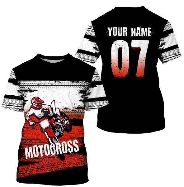 Custom Motocross Racing Jersey UPF30+ UV Protect, Dirt Bike Wheel Mark Off-Road Riders Racewear| NMS442