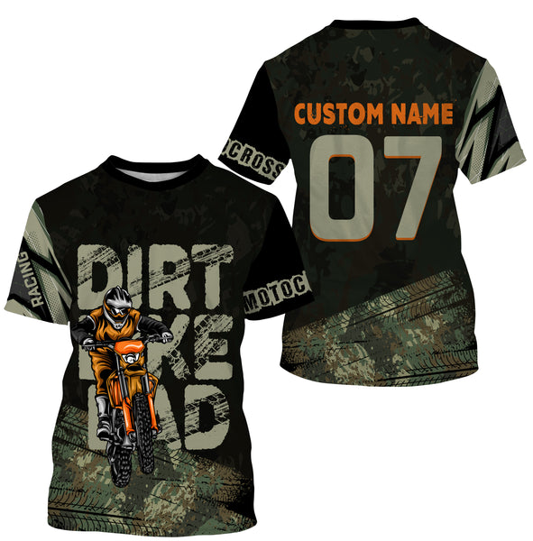 Personalized Dirt Bike Dad Riding Jersey UV UPF30+ Biker Dad Shirt Motocross Father's Day Gift NMS517