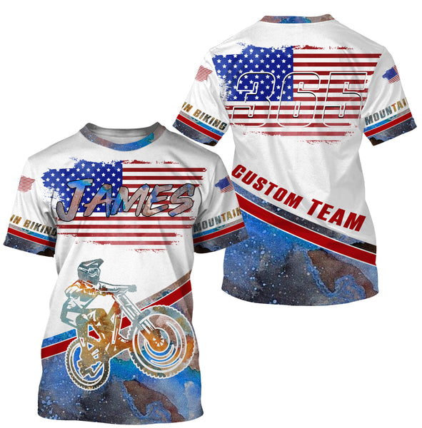 Patriotic MTB cycling jersey Personalized UPF30+ Downhill shirt US adult&kid mountain bike racewear| SLC18