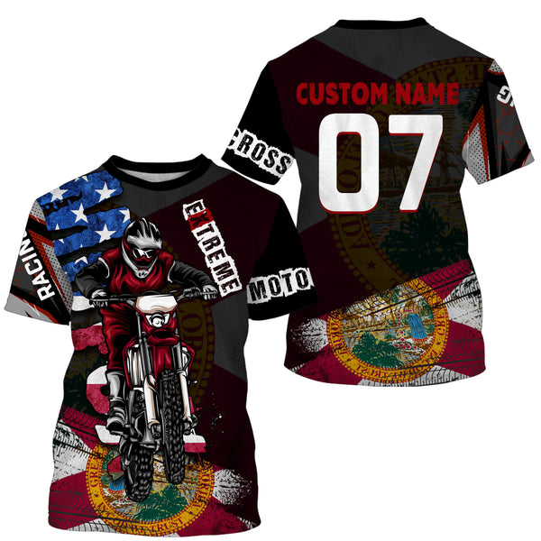 Florida Motocross Jersey Custom Name Number Youth Mens Womens FL Dirt Bike Off Road MotoX Motorcycle| NMS822