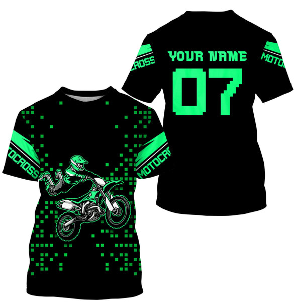 Custom Motocross jersey UPF30+ kid&adult green dirt bike racing off-road motorcycle riders| NMS882