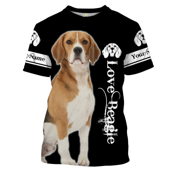 Beagle customize name 3D all over printing shirt for Dog Papa, Dog Mama, Beagle Dog Lover - Love Beagle gifts THN107