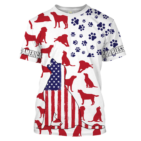 DOG 3D T-shirt| Labrador Retriever All Over Printed Shirt American Flag Pattern| Dog Dad Shirt Dog Lover Tee| JTSD151 A02M06