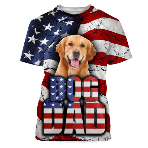 Dog 3D T-Shirt for Dog Lover| Dog Dad All Over Printed Shirt for Dog Dad, Dog Lover Tee American Flag| JTSD150 A02M06