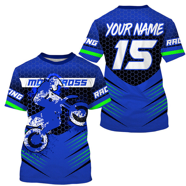 Blue MX youth men women jersey personalized Motocross off-road UPF30+ dirt bike shirt racing PDT333