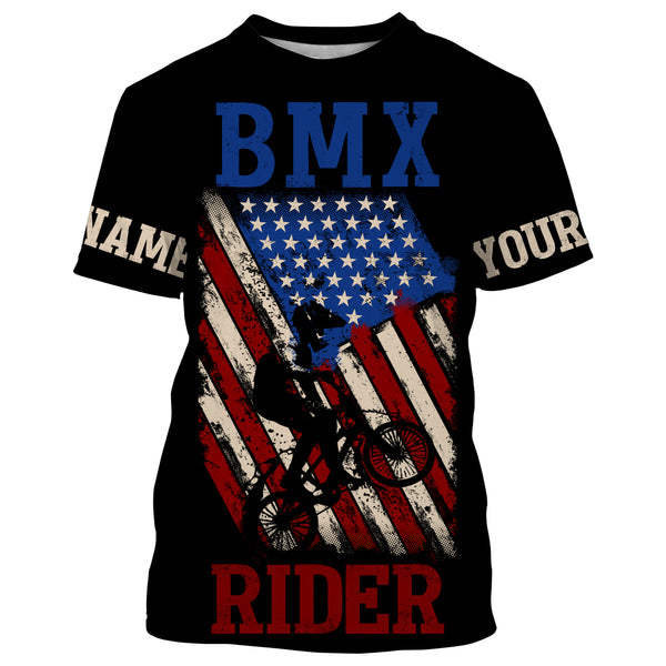 American Mountain Bike Jersey, BMX Rider Custom Patriotic Shirt for Cyclist, Bike Rider, Racing Cycling| JTS438