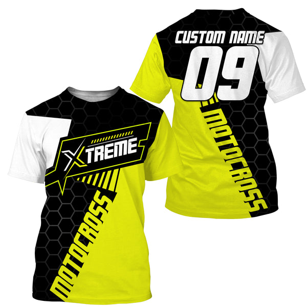 Extreme Motocross Jersey Personalized UPF30+ Racing Shirt Dirt Bike Off-road Biker Motorcycle - Yellow| NMS632